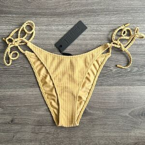TRIANGL Textured String Bikini Bottom Medium Golden Tan Terry Knit Beach Y2K NWT